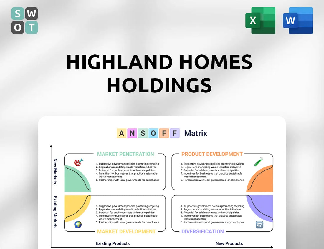 Highland Homes Holdings Ansoff Matrix